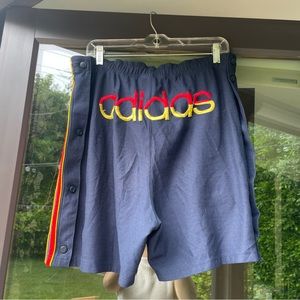 adidas snap off navy red yellow shorts embroidered